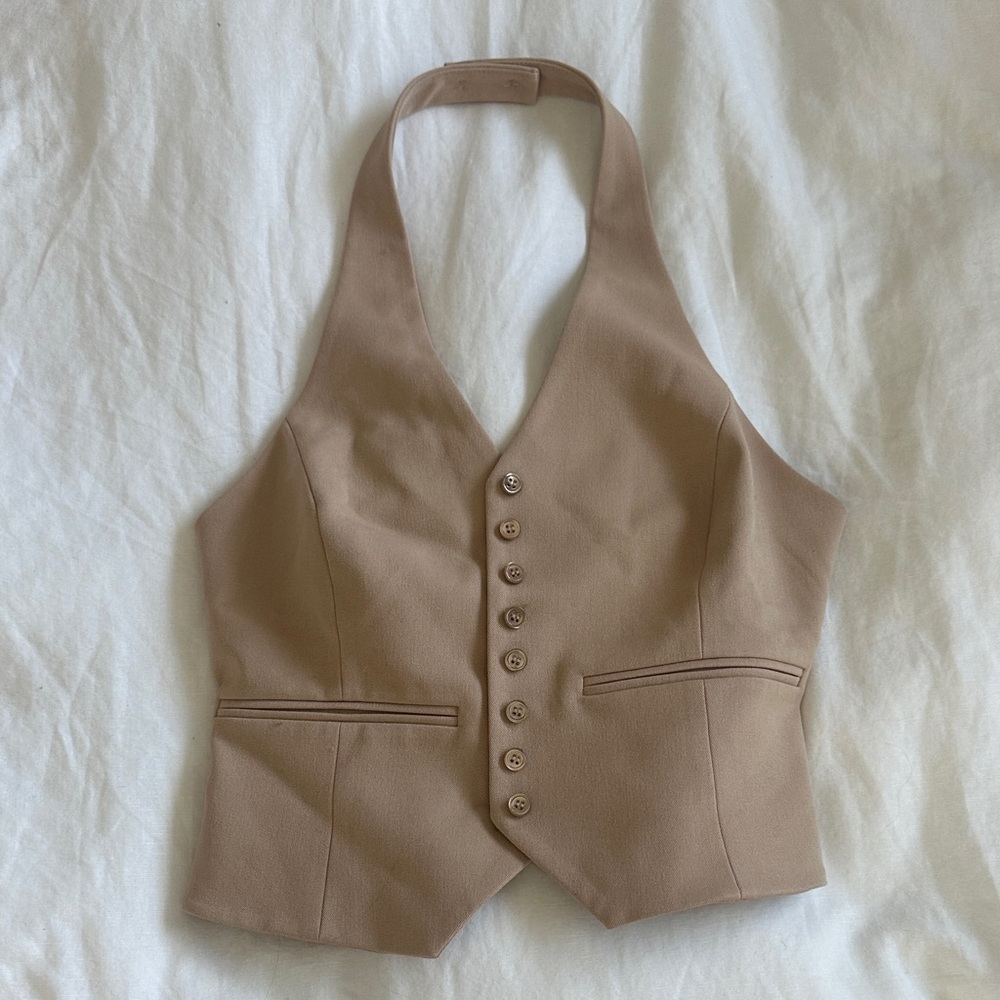 Favorite Daughter Tan Halter Vest with Button Closure